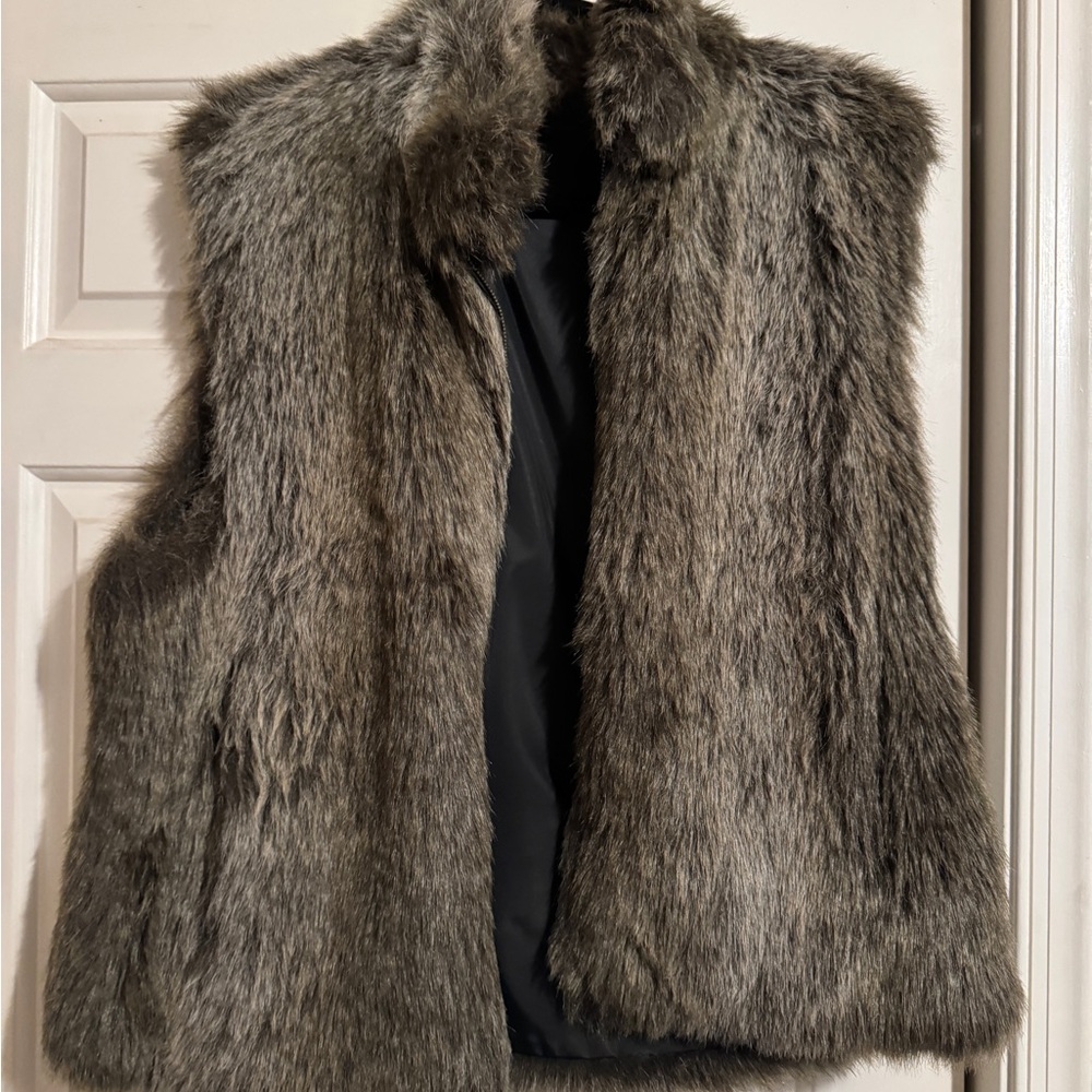Faux Fur Vest brown grey
